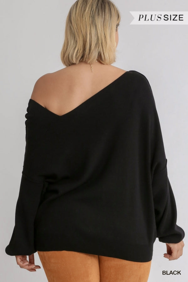 Dolman Sleeve Sweater with an Asymmetrical Neckline image 1