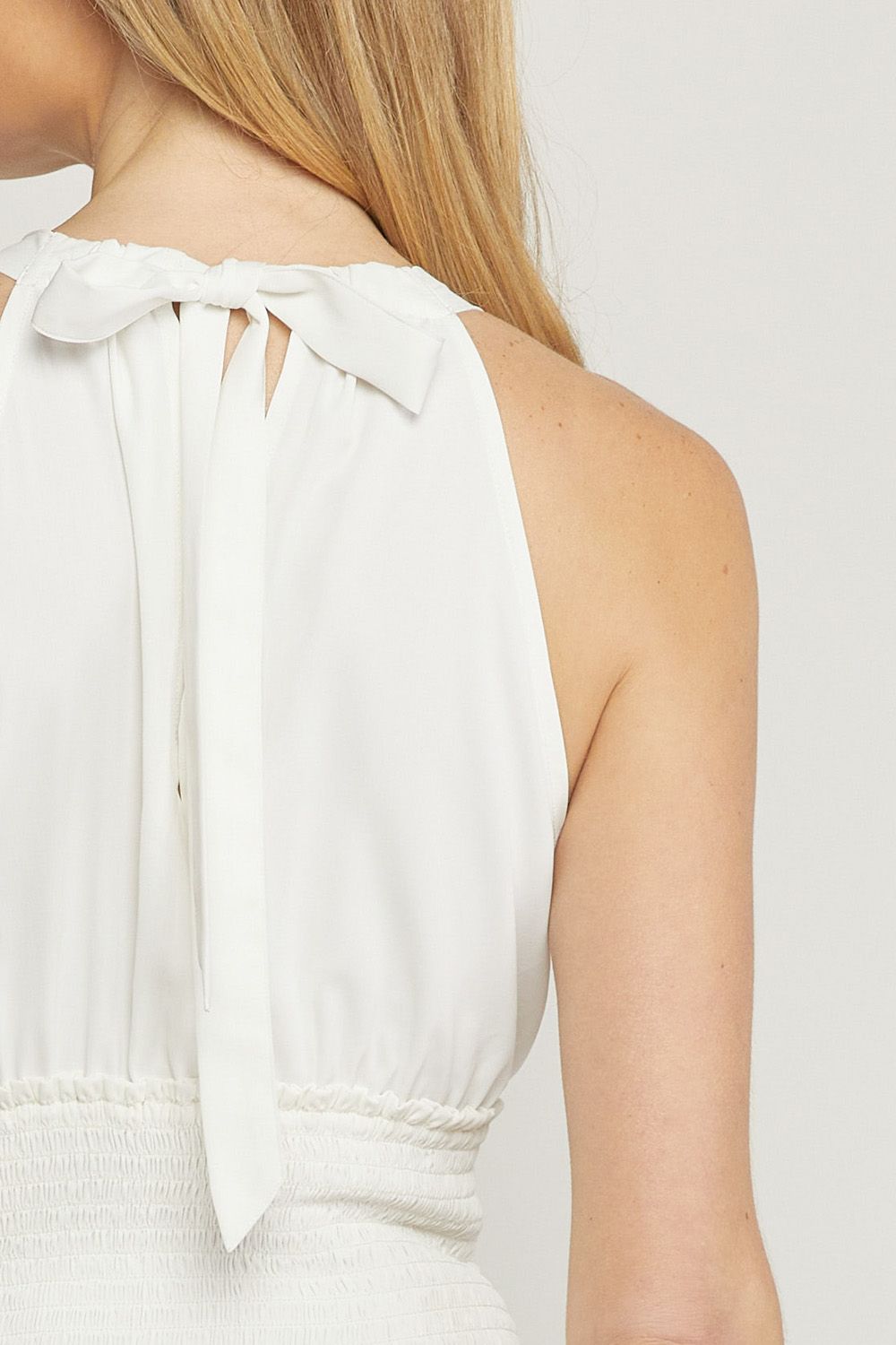 White solid v-neck sleeveless tiered maxi dress image 6