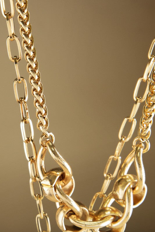 Gold organic Y shaped necklace image 2