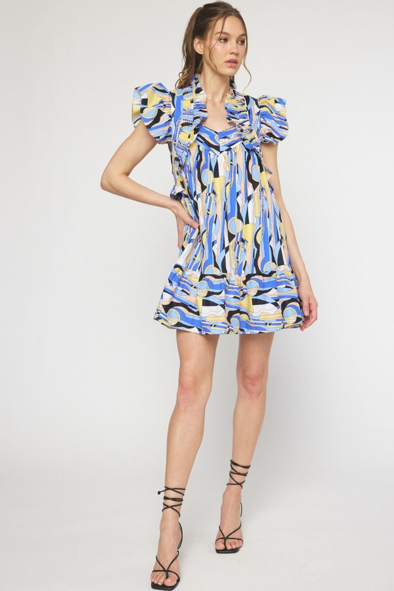 Printed short sleeve mini dress image 4