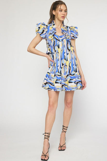 Printed short sleeve mini dress image 4