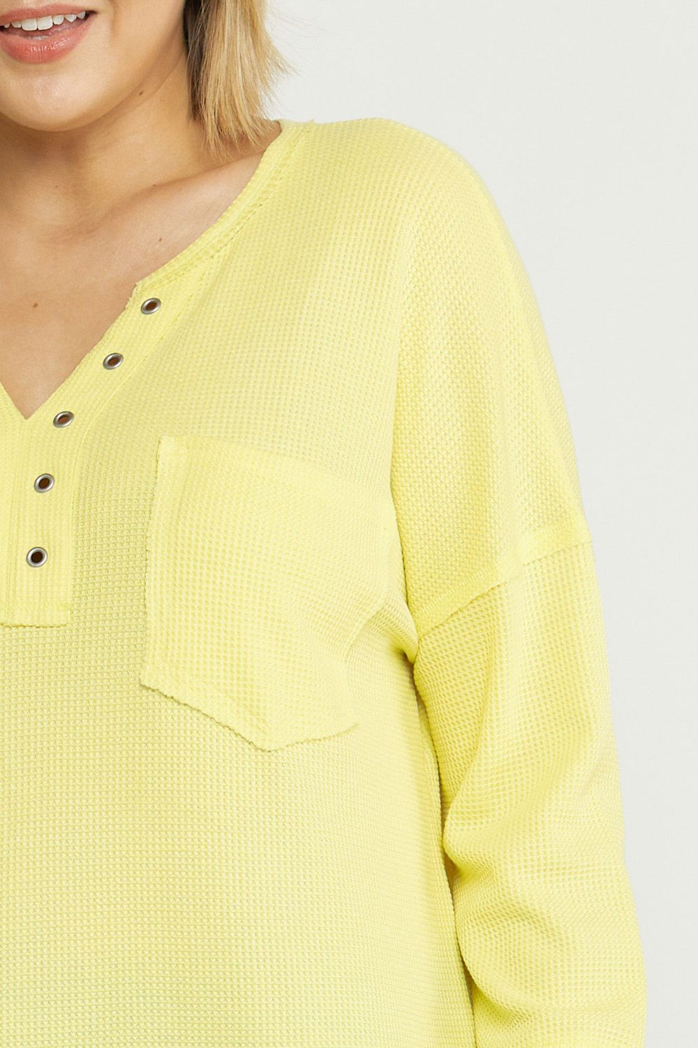 Waffle knit long sleeve top image 5