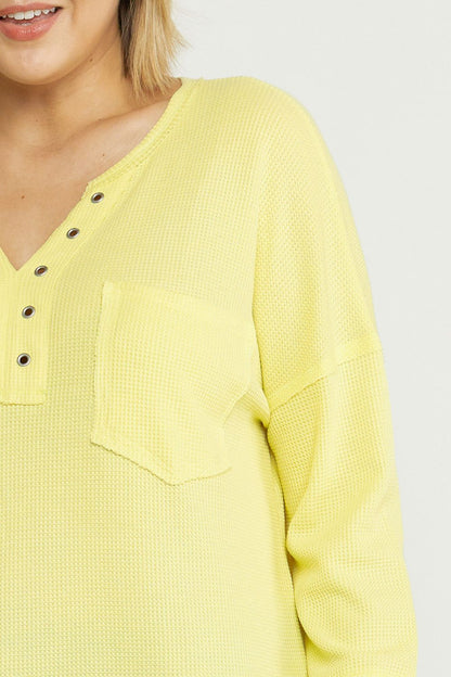 Waffle knit long sleeve top image 5