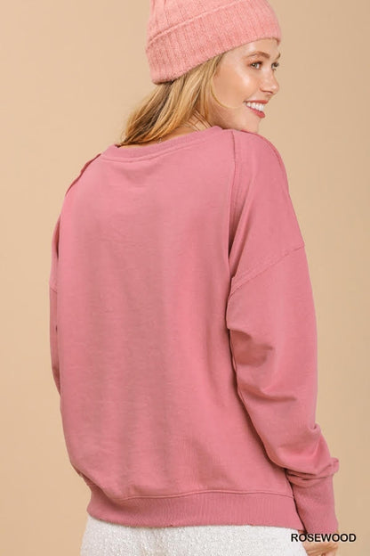 French Terry Raw Edged Mineral Wash Top with No Lining image 4