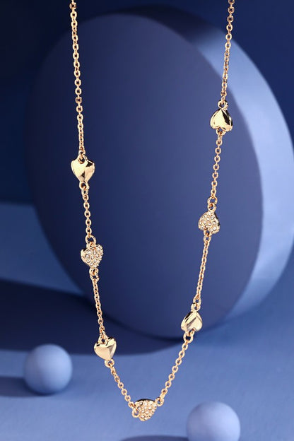 Gold chain link necklace with pave heart pendants image 2