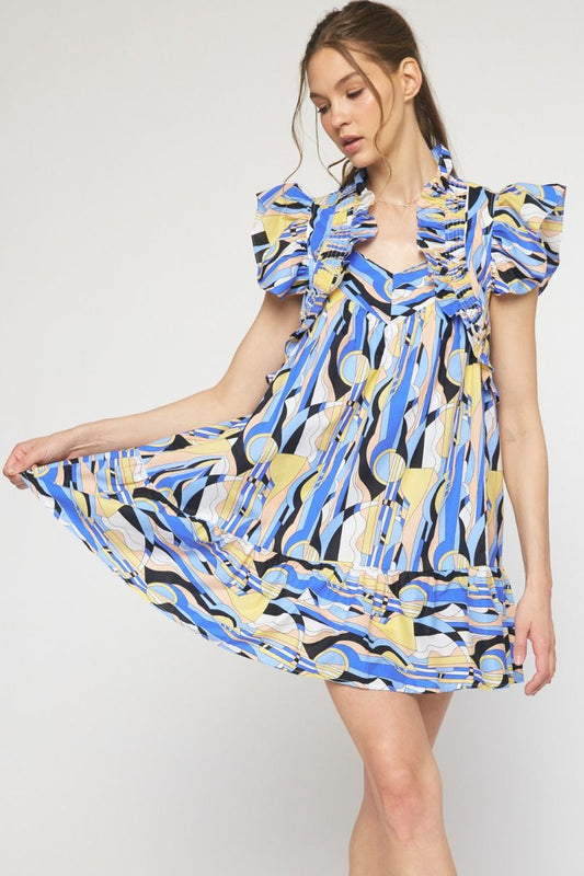 Printed short sleeve mini dress image 0