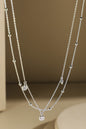 Silver brass layered cubic & ball chain necklace image 0