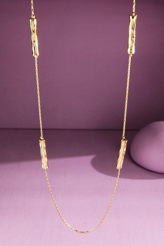 Gold brass cylinder bead necklace image 0