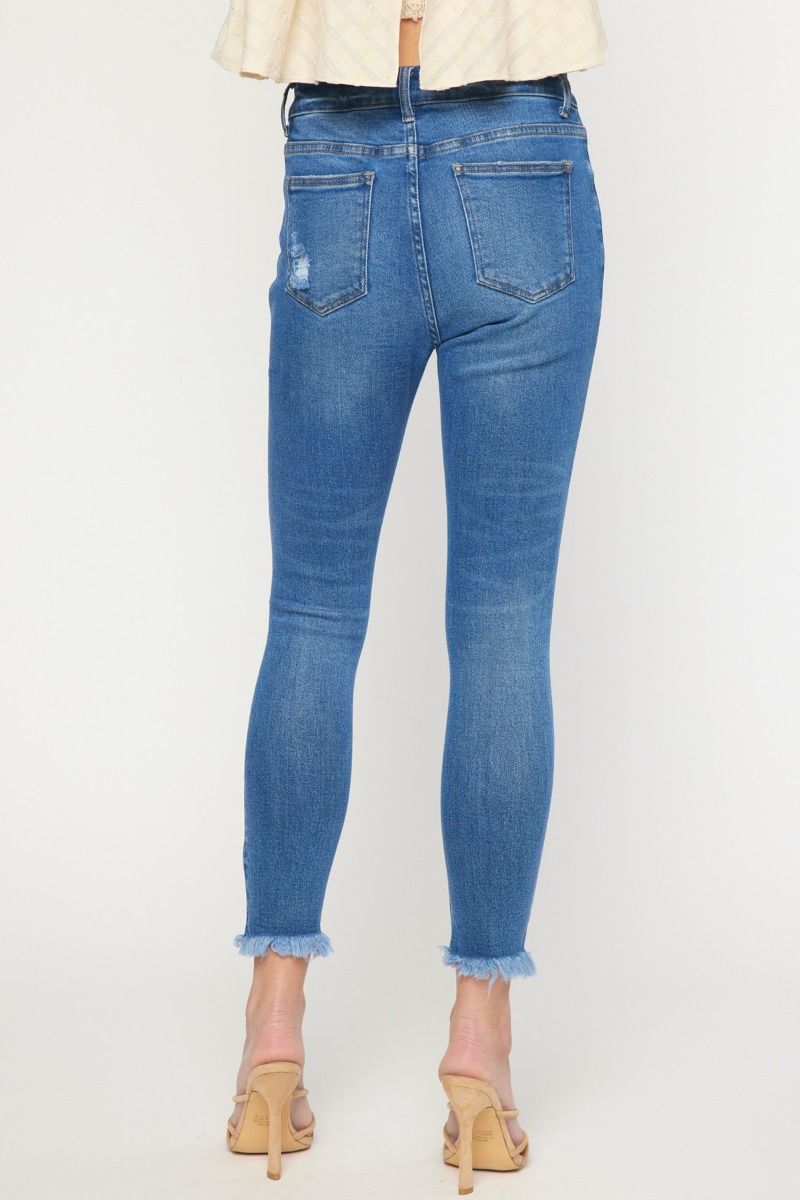 Medium colored washed denim skinny jeans image 3