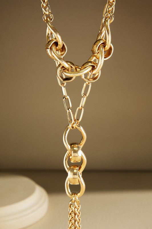 Gold organic Y shaped necklace image 0
