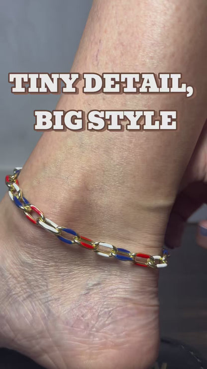 Linked In Color USA Anklet