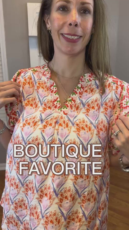 Umgee Double Frill Sleeve Floral Blouse