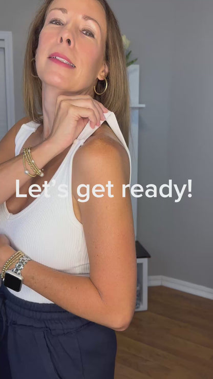 Zenana Ribbed Seamless Bra Padded V-neck Tank Top