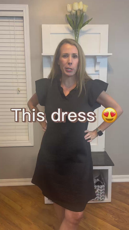 Double Take Full Size Ruffled V-Neck Cap Sleeve Dress