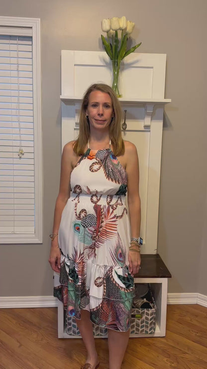 Paisley Print Halter Neck Mini Dress