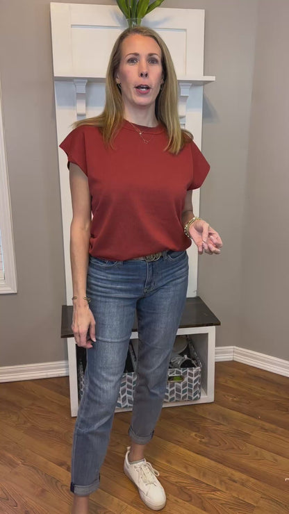 Zenana Viscose Round-neck Short Sleeve Sweater