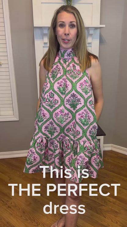 Botanical Print Sleeveless Mini Dress