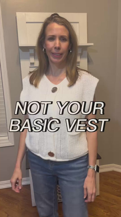 SO ME Big Metal Button Front Sweater Vest