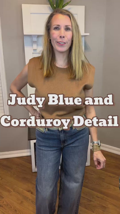 Judy Blue MR Column Straight Jeans with Corduroy Waist